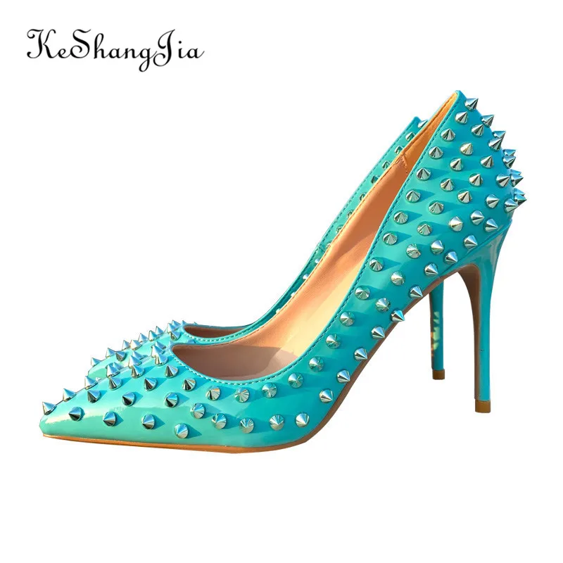 Ke Shang Jia Turquoise Rivet Shoes Sky 