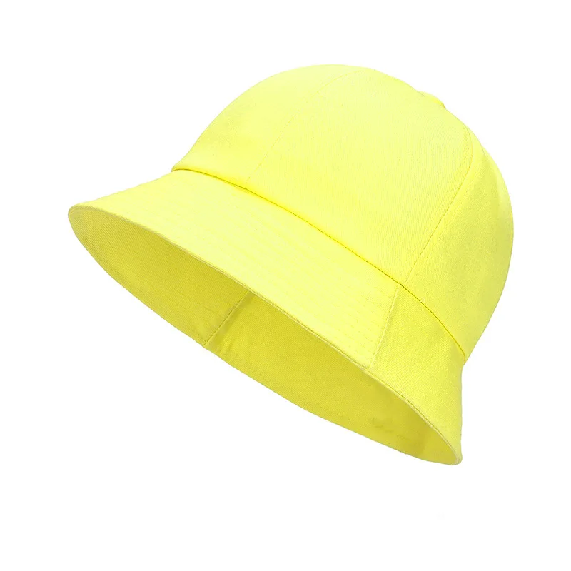 Light yellow QIUBOSS/весенне-летние однотонные хлопковые Панамы для мальчиков и девочек 3-8 лет, Детская Рыбацкая шляпа, уличная солнцезащитная Кепка - Цвет: Light yellow