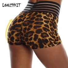 Loozykit летние женские шорты для йоги с леопардовым принтом Бесшовные Спортивные Леггинсы с высокой талией для бега, фитнеса, спортзала Короткие штаны размера плюс