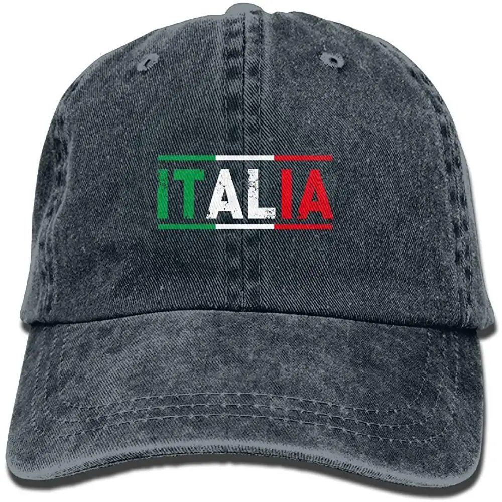 YELOFISH взрослых Italia Флаг Хлопок Деним бейсбольная Регулируемая Кепка