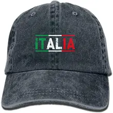 YELOFISH взрослых Italia Флаг Хлопок Деним бейсбольная Регулируемая Кепка
