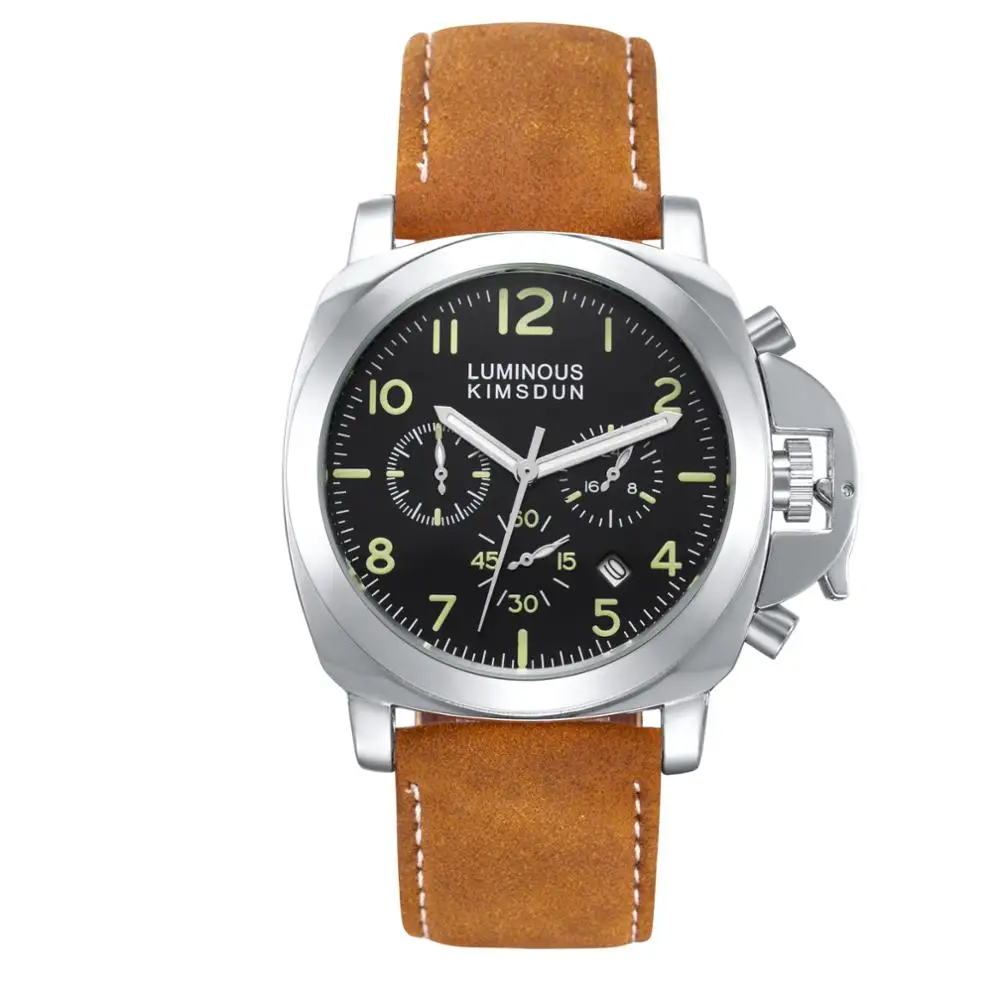 Fashion Army Sport Watch Men Waterproof Military Quartz Leather Chronograph Wrist Watch Men Clock M