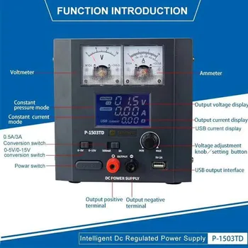 

15v 3A 5A P-1503td Intelligent Dc Regulated Power Supply Led Display Adjustable Switching Regulator Power Source For Phone Repai