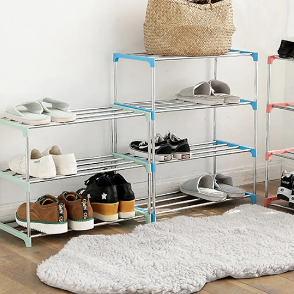 

Simple Multi Layer Shoe Rack Stainless Steel Easy Assemble Storage Shelf Shoe Cabinet