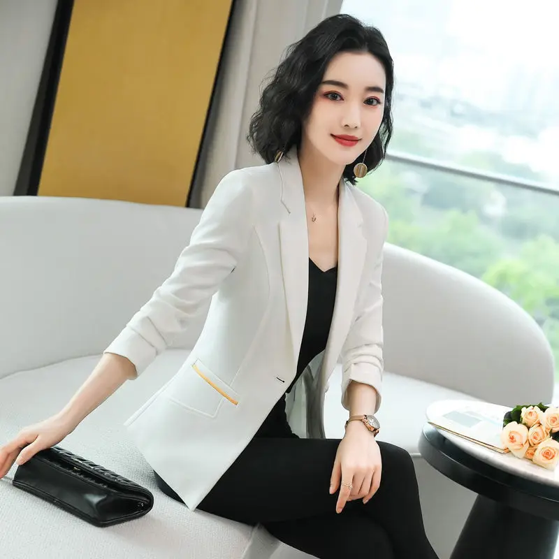 Blazer Autumn Peonfly Ladies Blazer PEONFLY Fashion Women White