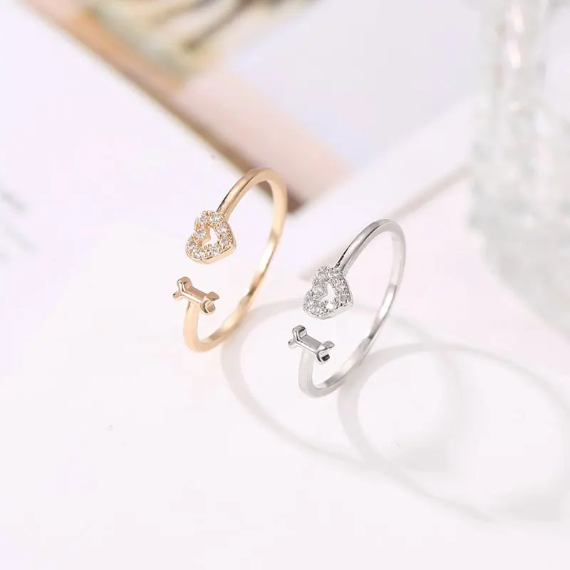 

Valentine Day Romantic Wedding Letter Love Ring Charms Crystal Opening Couple Knuckle Ring Fashion Jewelry Gift For Women