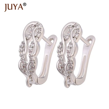 

Juya Fashionable Earrings Hooks Handmade Accessories for Jewelry Making Copper CZ Rhinestone DIY Woman Jewellery Making Supplies