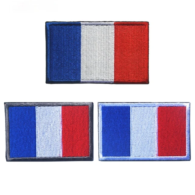 Patch brodé avec velcro Drapeau de la France marron