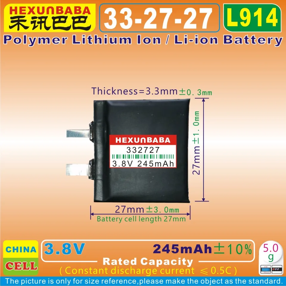 4pcs [L914] 3 8 V 245mAh [332727] PLIB Полимерный литий-ионный/литий-ионный аккумулятор для умных