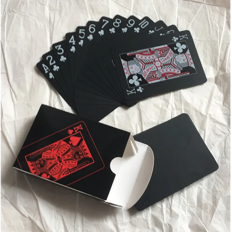 Standard- Red Quality Waterproof Plastic Playing Cards Trend PVC Poker Card Classic Magic Tricks Tool Pure Black Magic Box Card Game - Цвет: Standard- Red