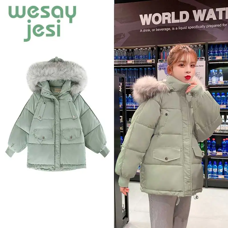 

Women's Coat Jacket Medium Length Women Parka Faux Fur Winter Thick warm Coat Female New chic Winter women parka coat 2019