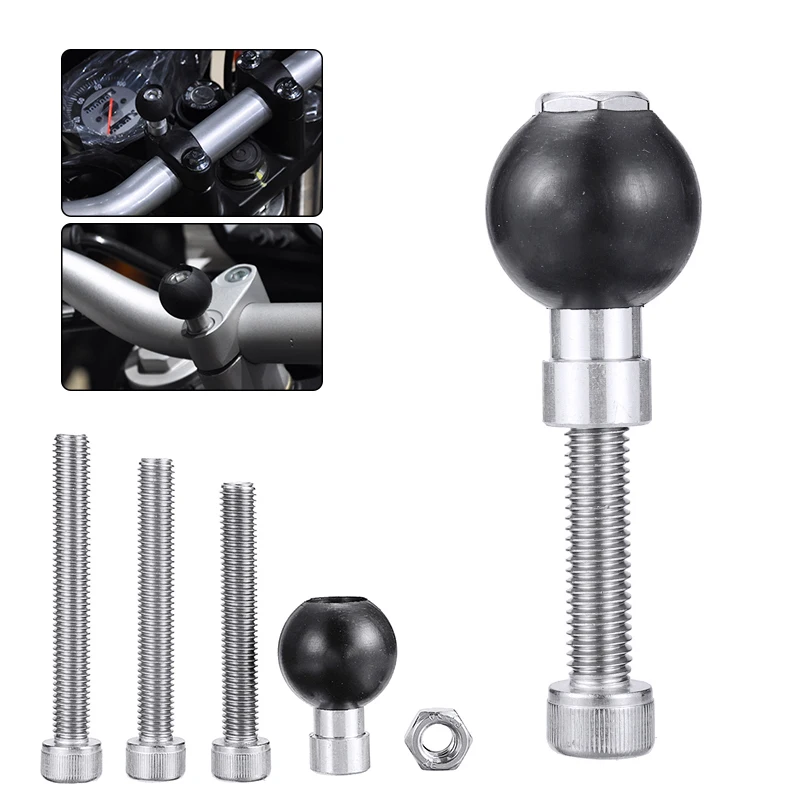 Motorcycle Handlebar Clamp Base Set with 1Inch Rubber Ball M8 Screws ...