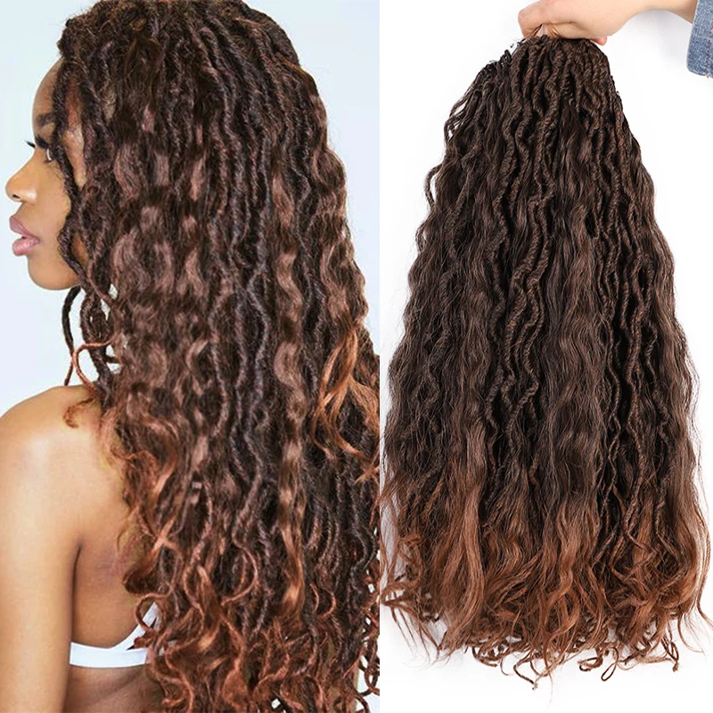 Ombre Русалка искусственный Locs 20 дюймов 18 прядей плетеные волосы богемные косы
