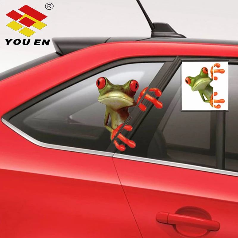 Youen が 3d のぞき見カエルおかしい車のステッカー車のスタイリングビニールデカールステッカー装飾 Frog Funny Funny Carfrog 3d Aliexpress
