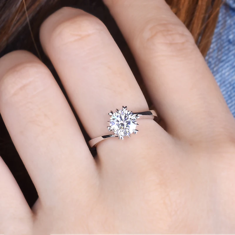 14 к кольцо из белого золота 1ct 2ct 3ct круглая блестящая огранка обручальные кольца обручальное кольцо для женщин