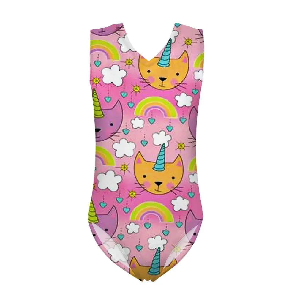 

HYCOOL Children Swimwear Horned Rainbow Cat Whale Pattern One Piece Suits Teen Girl Swimming Bathing Suits Kids Beach Dress