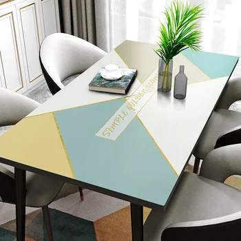 

Table Cloth PVC Geometric Dining Table Waterproof Oilproof Simple Mordern Rectangle Cover Protector tapete скатерть на стол