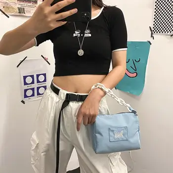 

Butterfly Embroidery Handbag Women Totes Acrylic Chain Lady Casual Shoulder Bag Vintage Crossbody Bags for Women Birthday Gifts
