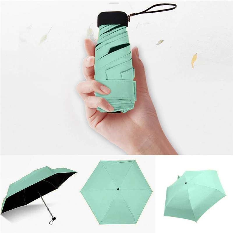 Плоский легкий зонтик Зонт складной зонт от солнца мини-зонтик 50 складной плоский легкий карманный мешок ветростойкий складной A1