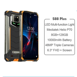 DOOGEE S88 Plus Global Version Rugged Smartphone Android 10 8GB RAM 128GB ROM 48MP Main Camera IP68/IP69K Mobile Phone