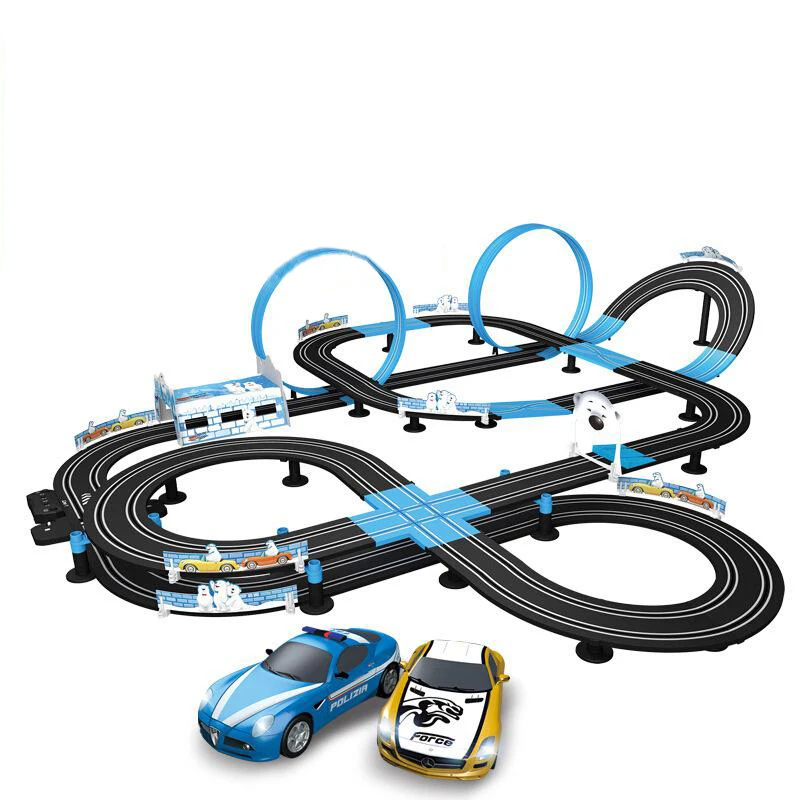 Double Electric Remote Control Toy Train Track Electric Automatic Regulation Circuit Car Racing Track Toy Set Boy Racing Track