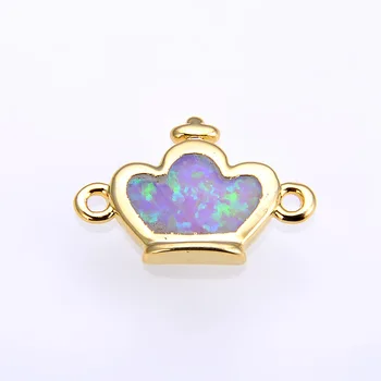 

Rainbow crown cz copper opel necklace pendant connector for diy bracelet jewelry making charm accessories for woman