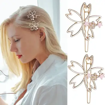 

2Pcs Cherry Blossoms Pearl Metal Alloy Hair Clip Hairband Comb Pin Barrette Hairpin Headdress Accessories Beauty Styling