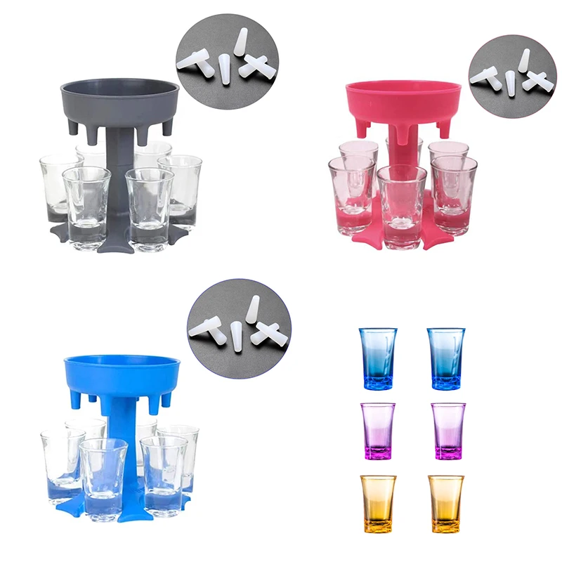 6 Shot Glass Dispenser Holder Caddy Liquor Bar Drinking With Stopper | Дом и сад