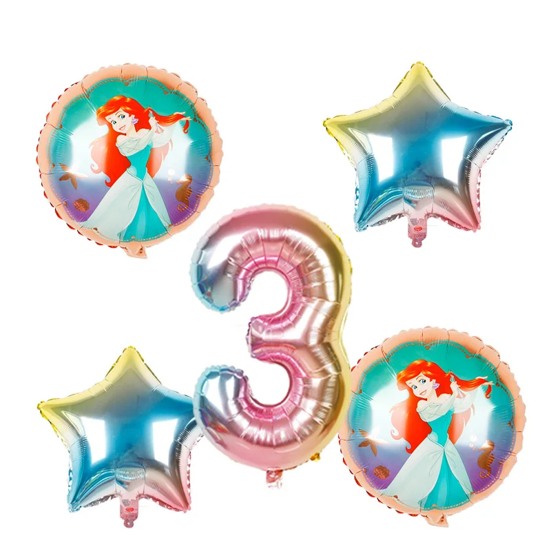 Arie rainbow set 5 шт./компл. Принцесса Белоснежка Золушка фольги шарики, День подарков будущей матери девушки день рождения украшения 32 дюйма номер гелиевые шары - Цвет: Arie rainbow set