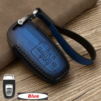 

Retro Leather Car Key Case Cover With Key Chain For AUDI A3 A4 A5 A6 A7 A8 Q3 Q5 Q7 R8 S6 S8