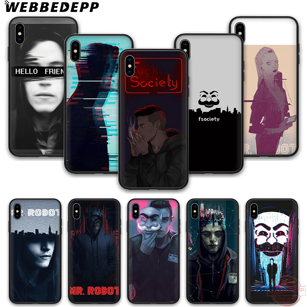 WEBBEDEPP Mr Robot Soft Silicone TPU Phone Case for iPhone 5 6 7 8 Plus X XS XR Max 11 11peo 11proMax |