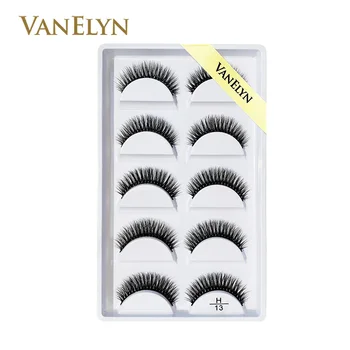 

Vanelyn 5 Pairs False Eyelash 3D H13 Faux Mink Eyelashes Soft Wispy Natural Eye Lashes Extension Tools