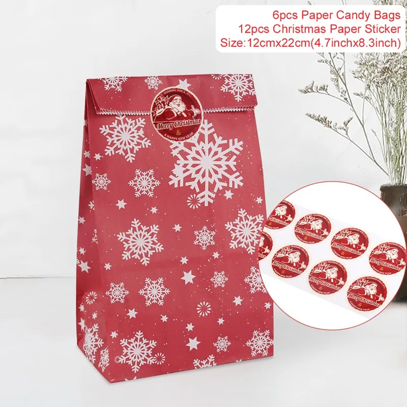 Упаковка QFU, Рождественский Подарочный мешок, коробка для конфет, крафт-пакет, бумажная коробка для попкорна, бумажные пакеты с принтом, бумажные сумки для лечения, бумажные мешки для дня рождения - Цвет: 5pcs style F