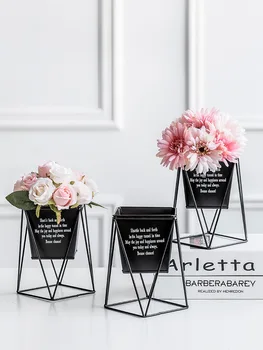 

1Pcs Creative Iron Flower Plant Vase with Artificial Flower Desk Flower Plants Stand Holder Terrarium Container Planters Baskets