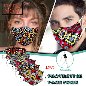 

1pc Natural Adult Printed Windproof Foggy Haze Pm2.5 Face Mask Ankara Fabric Fashion Mask Respirator Mascarilla Reutilizable