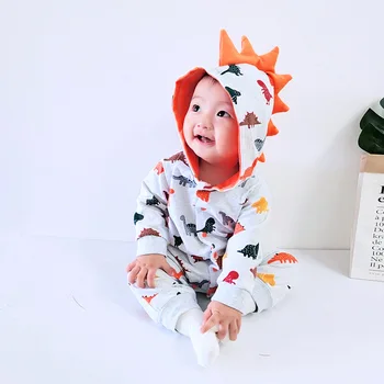 

Infant Toddler Warm Pajama Baby Boys Girls Cute 3D Dinosaur Costume Rompers Spring Autumn Cotton Romper Playsuit Clothes