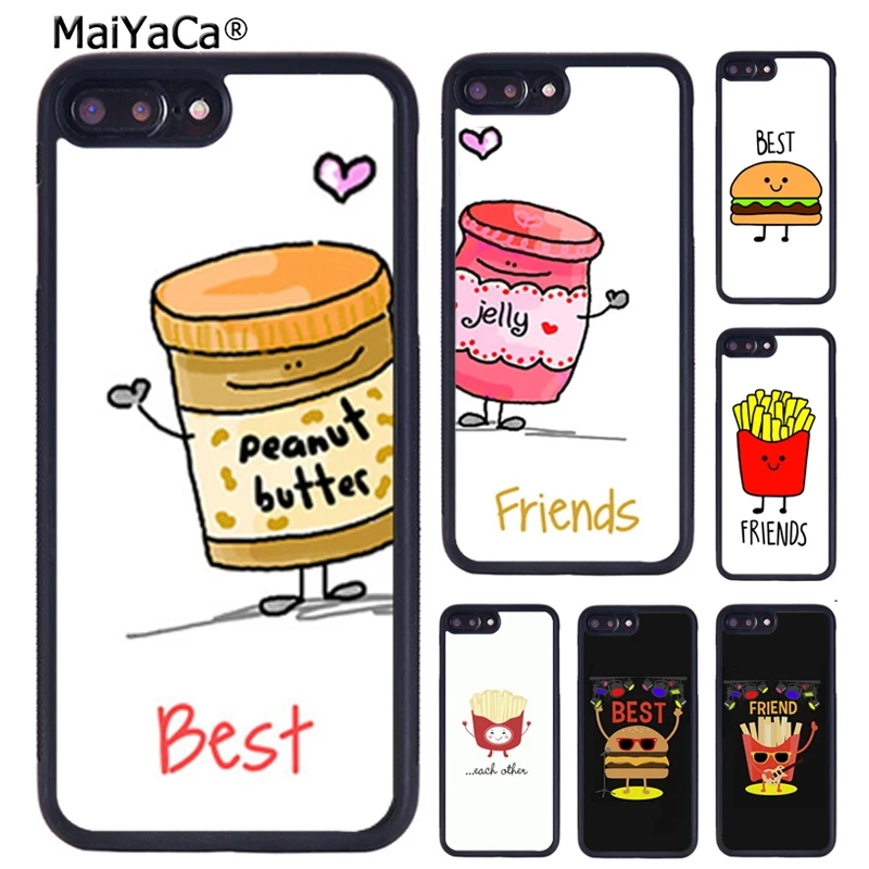 MaiYaCa BFF Best Friends Burger and Fries Food Rubber Phone Case For iphone 11 12 Pro MAX X XR XS 6 6S 7 8 Plus 5 5S Cover | Мобильные