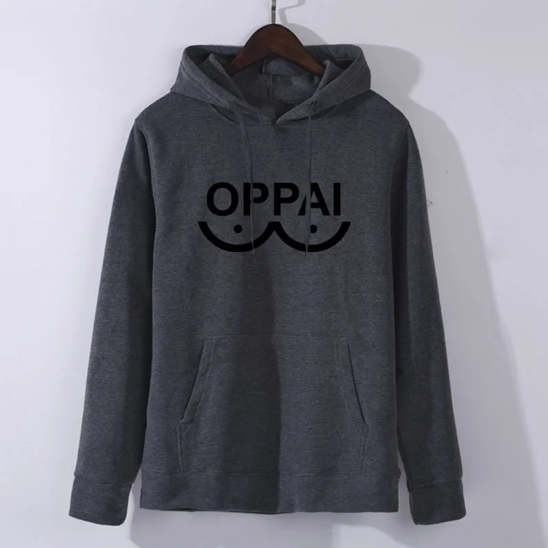 Dark grey Аниме One Punch man Saitama Толстовка Oppai толстовка с капюшоном Толстовка Косплей Костюм Новинка - Цвет: Dark grey