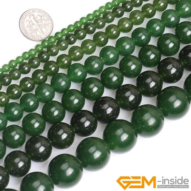 Natural Stone Green Taiwan Jades Round Bead For Jewelry Making Strand
