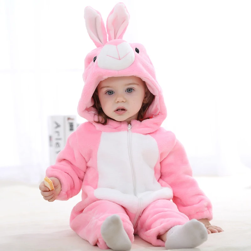 Rabbit Милый комбинезон для младенцев; комбинезон для мальчиков и девочек; Одежда для новорожденных; одежда для малышей с капюшоном; милый комбинезон с украшением в виде коровы - Цвет: Rabbit