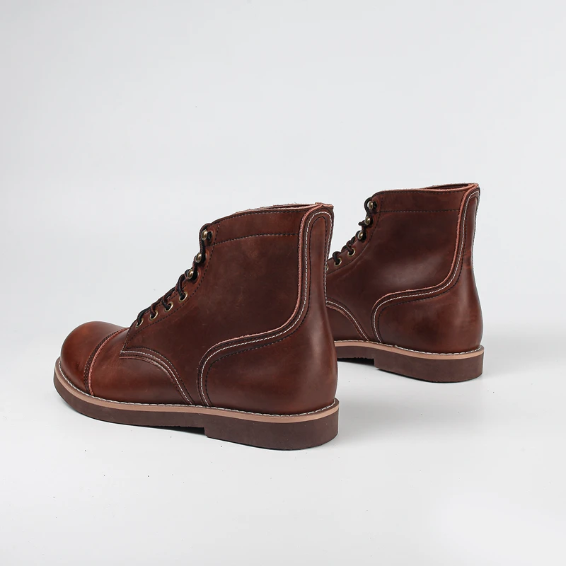 Casual Men Shoes Handmade Spring Dress Ankle Boots Vintage Tooling Wings Cow Leather Motorcycle Boots