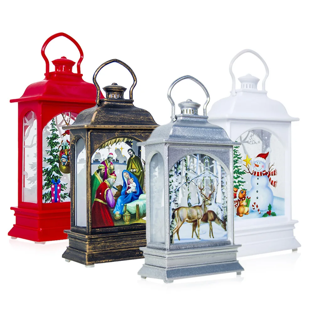 

Hanging Light Transparent Christmas Table Lamp Snowman Gift Plastic Beautiful Santa Claus Party Lantern Decor Candlestick