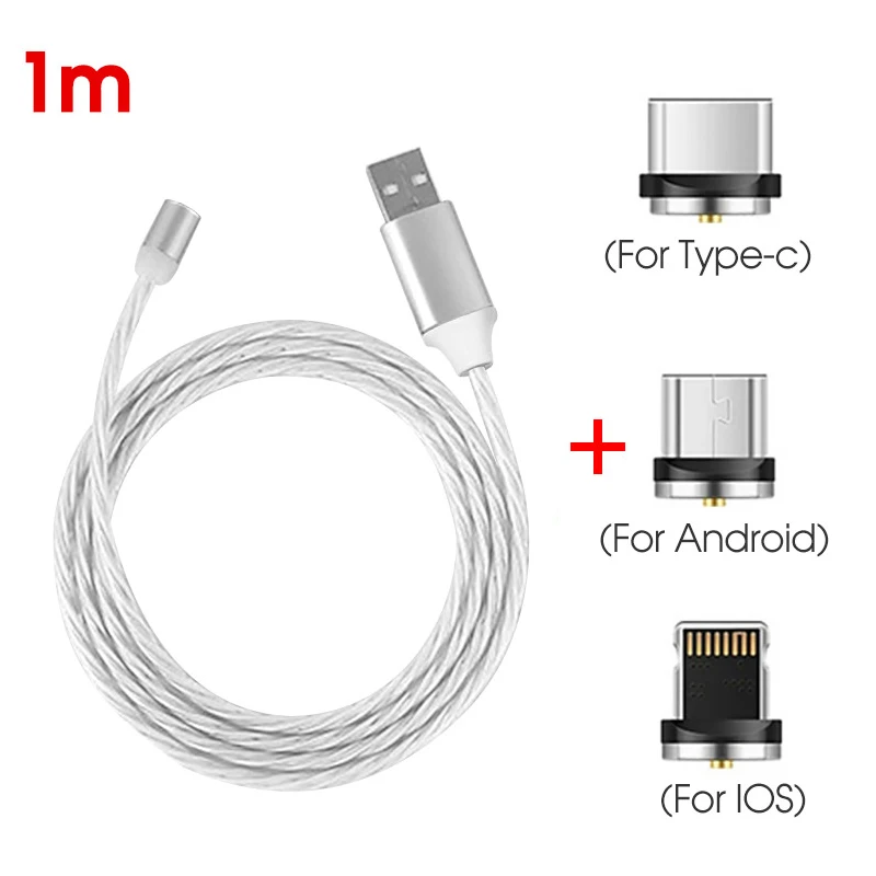 Ленточный Магнитный зарядный кабель для iPhone, зарядный кабель Micro usb type-C USB C USBC для Android, зарядное устройство, шнур, светильник - Цвет: 4866104