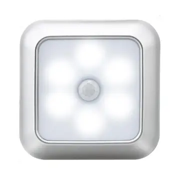 

6LEDs Smart Square Shape Motion Sensor Night Light Cabinet Lamp for Home Supplies
