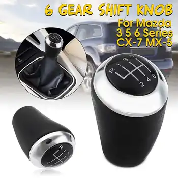 

Chrome Leather 6 Speed Car Gear Shift Knob Gear Stick Shift Lever Knob For Mazda 3 6 3 Series CX-7 MX-5 2012 2011 2010 2009 2008