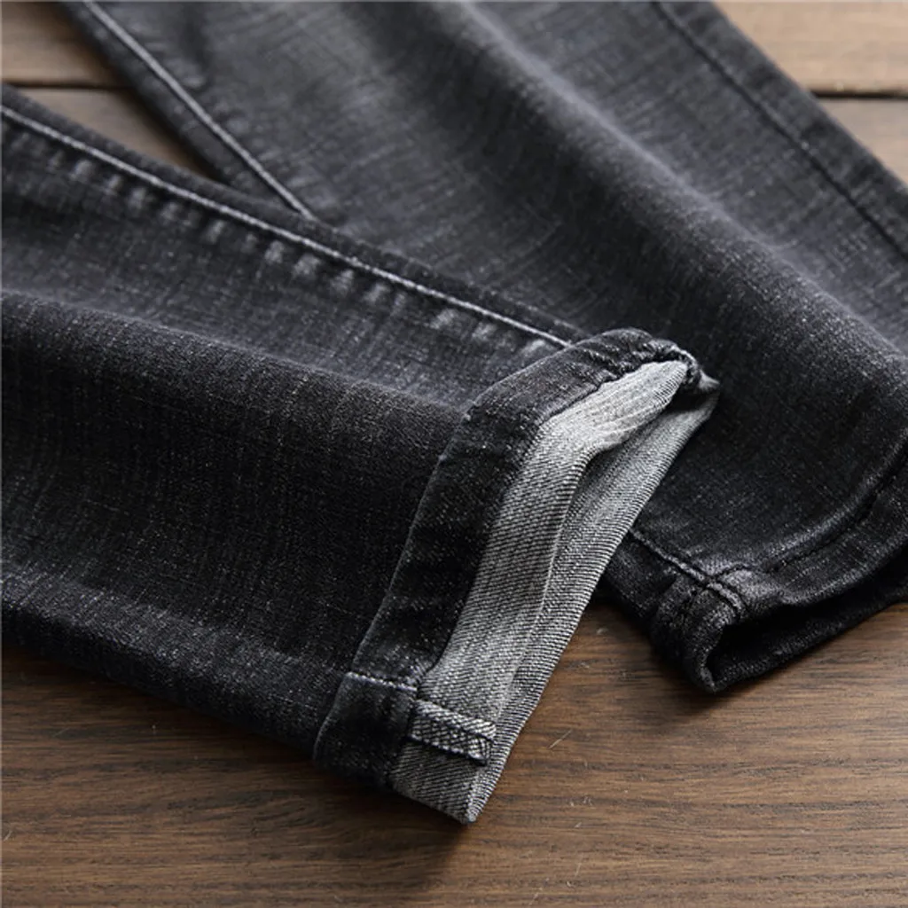 Vogue джинсы для мужчин новая мода личности рваные Slim Fit молнии стрейч деним Уличная Брюки
