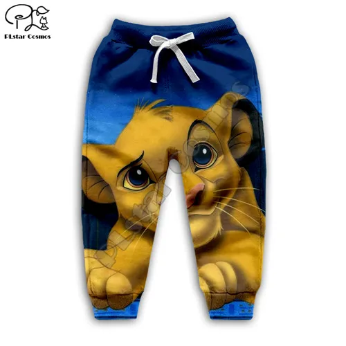 kids pants Толстовка с капюшоном с изображением Галактики, Симбы, Льва, короля, детские толстовки на молнии с 3d принтом топ с длинными рукавами для мальчиков и девочек, штаны, Прямая поставка - Цвет: kids pants