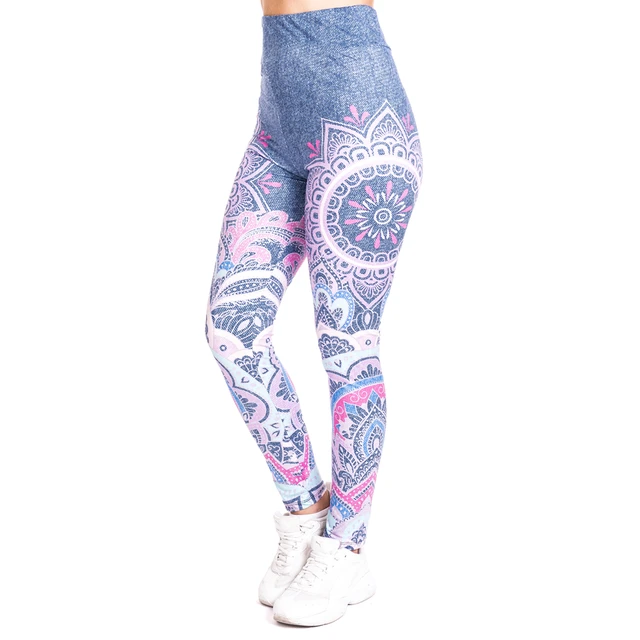 US $6.94 Mandala pink imitate Jeans Print Legging Push Up Fashion Pants High Waist Workout Jogging For Women