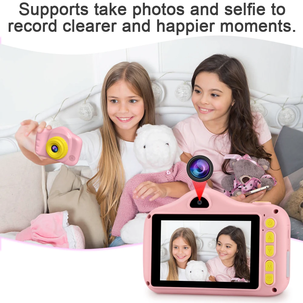 Prograce 3.5 Inch Child Camera 28MP Kids Digital Camera Kid Selfie Camera Photo Child Video Camera Birthday Christmas Gift Girl