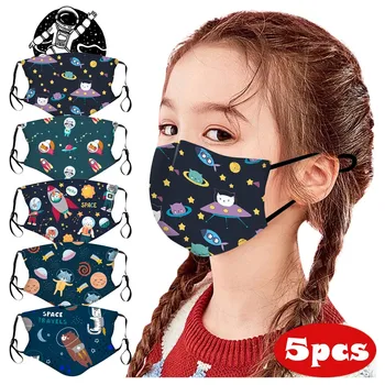 

5PCS Kids Children Cartoon Space Funny Prints Outdoor Reusable Face Cover Breathable Sunscreen Fashion Scarf drop-shipping#3